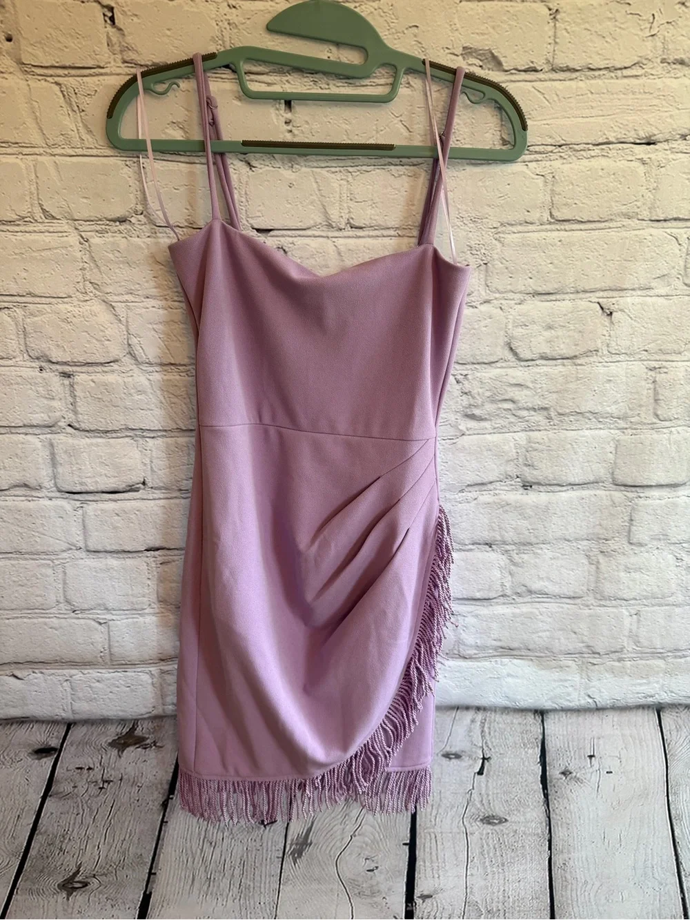 Lilac Fringe Slip Dress - Women's Lavender Spaghetti Strap Dress